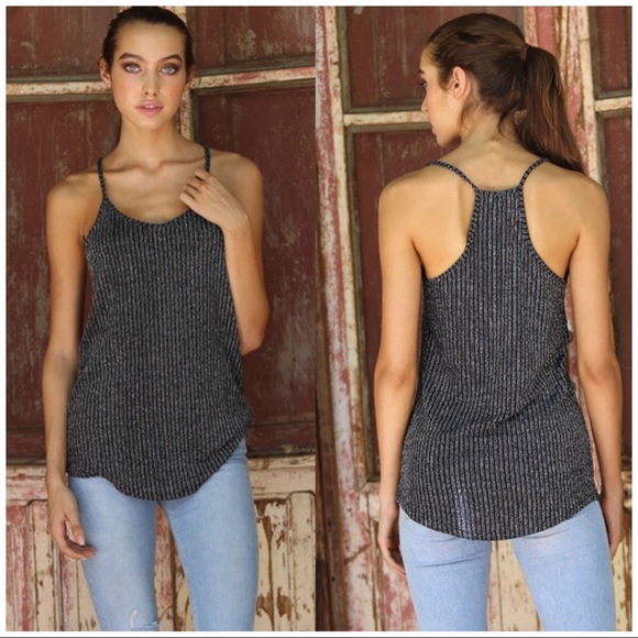 Boutique Tops - SILVER SPARKLE and  BLACK KNIT TANK TOP